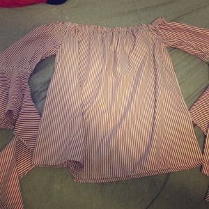 Striped off shoulder shirt